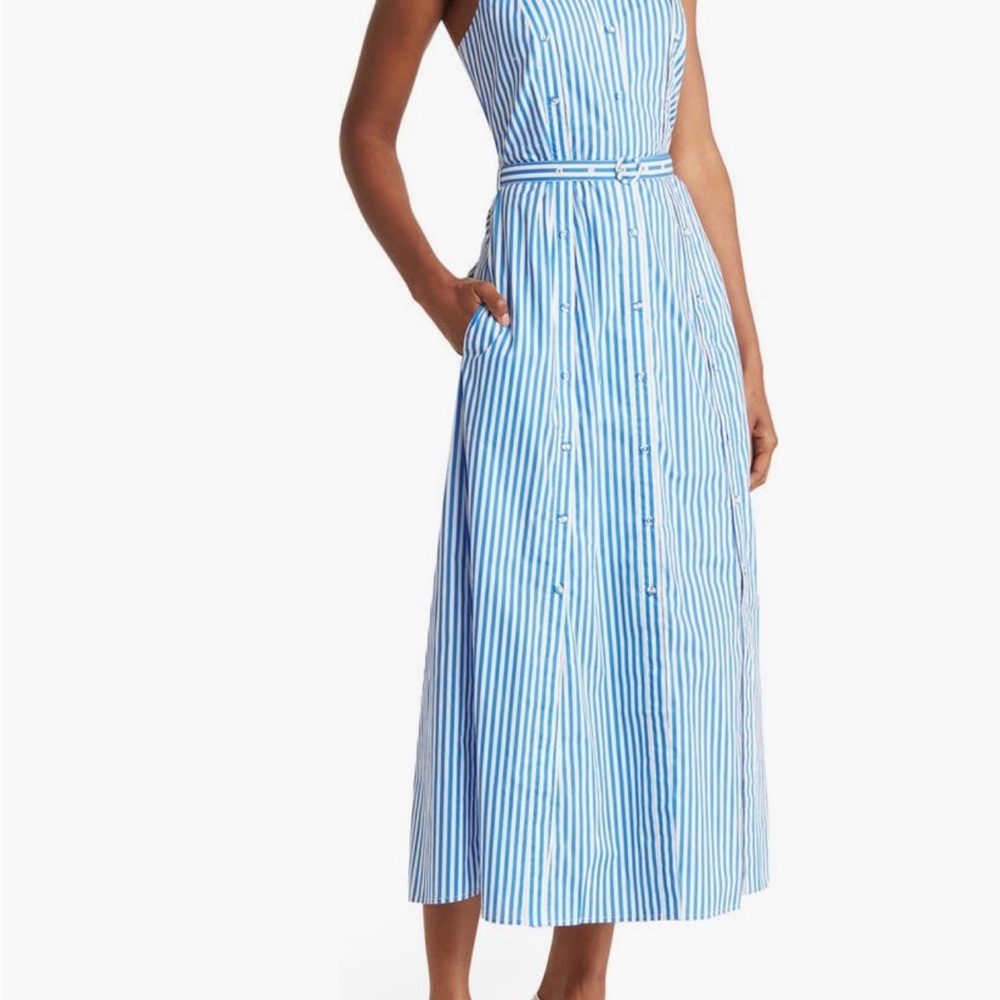 Nicholas Thea Dress In Bengal Stripe- Olympic Blue SZ 8 NWT